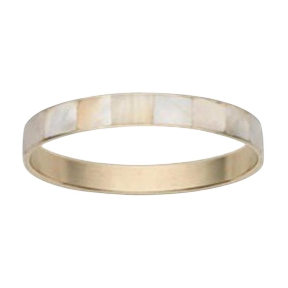 New Vintage Y2K Natural Mother of Pearl Shell Raw Brass India Bangle Bracelet